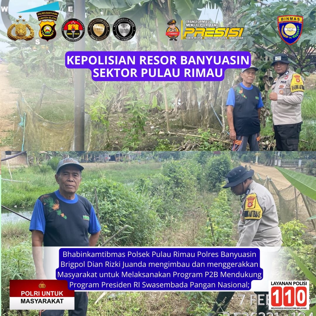 Bhabinkamtibmas Polsek Pulau Rimau Gerakkan Masyarakat Desa Penuguan Dukung Swasembada Pangan