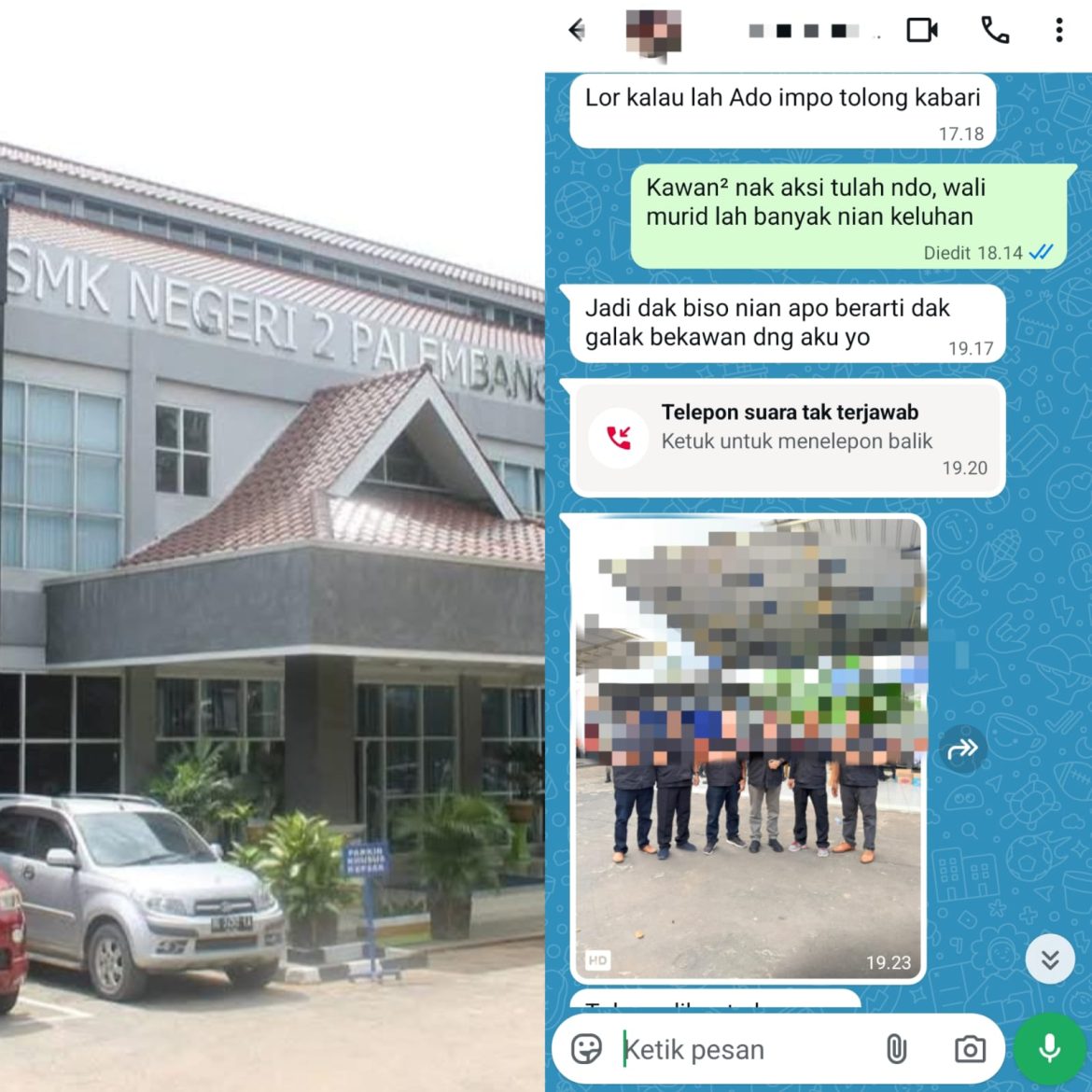 Pensiunan TNI Ngaku Humas di SMKN 2 Palembang Coba Suap Aktivis GPP Sumsel Stop Aksi Di Diknas Propinsi dengan uang dua batang