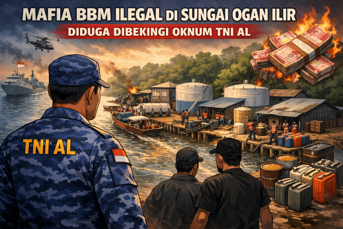 TNI Angkatan Laut kembali menjadi sorotan publik setelah muncul dugaan adanya oknum yang membekingi mafia BBM ilegal di perairan Ogan Ilir.”