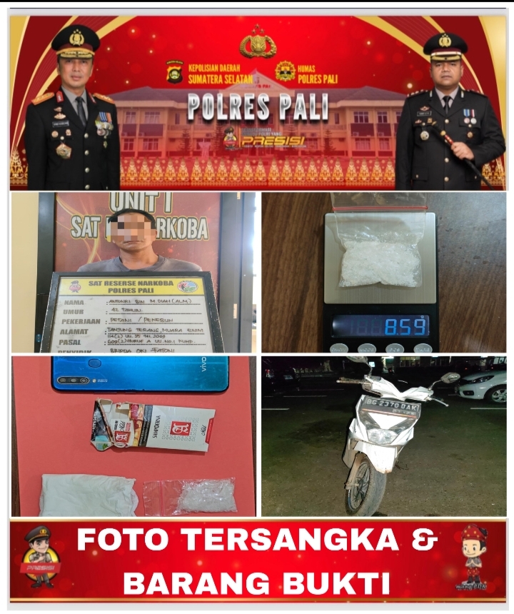 Kurir Sabu 8,59 Gram Ditangkap di Jalan Sekayu–Belimbing PALI, Sabu Dibalut Tisu dalam Bungkus Rokok di Motor