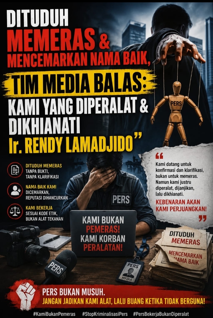 Dituduh Memeras & Mencemarkan Nama Baik, Tim Media Balas: Kami yang Diperalat & Dikhianati Ir. Rendy Lamadjido