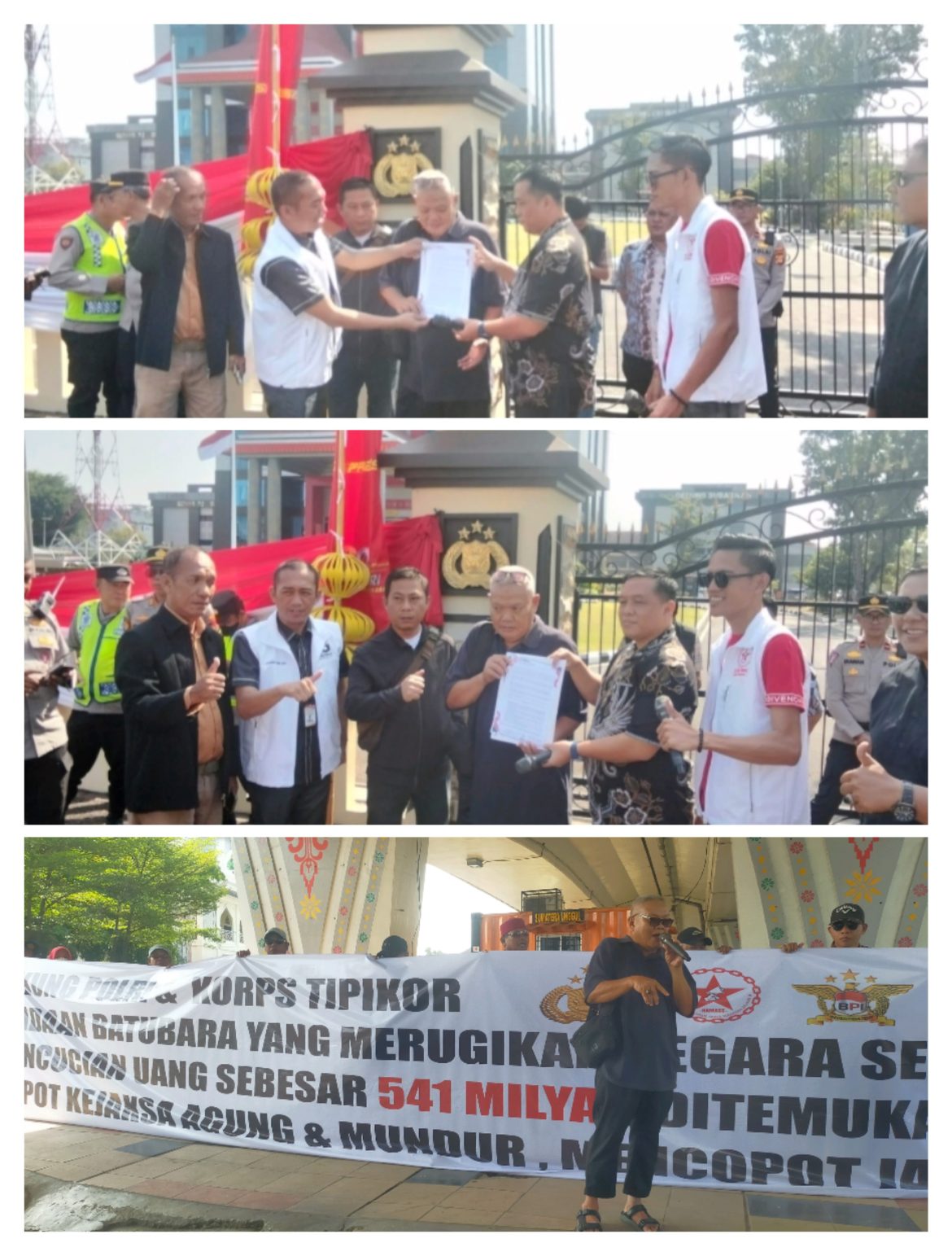 Massa Gabungan BPI,Hamass dan K Maki Sumsel Mendukung Polri Dan Koprs Tipikor Dalam Mengusut Korupsi Oknum Jampidsus