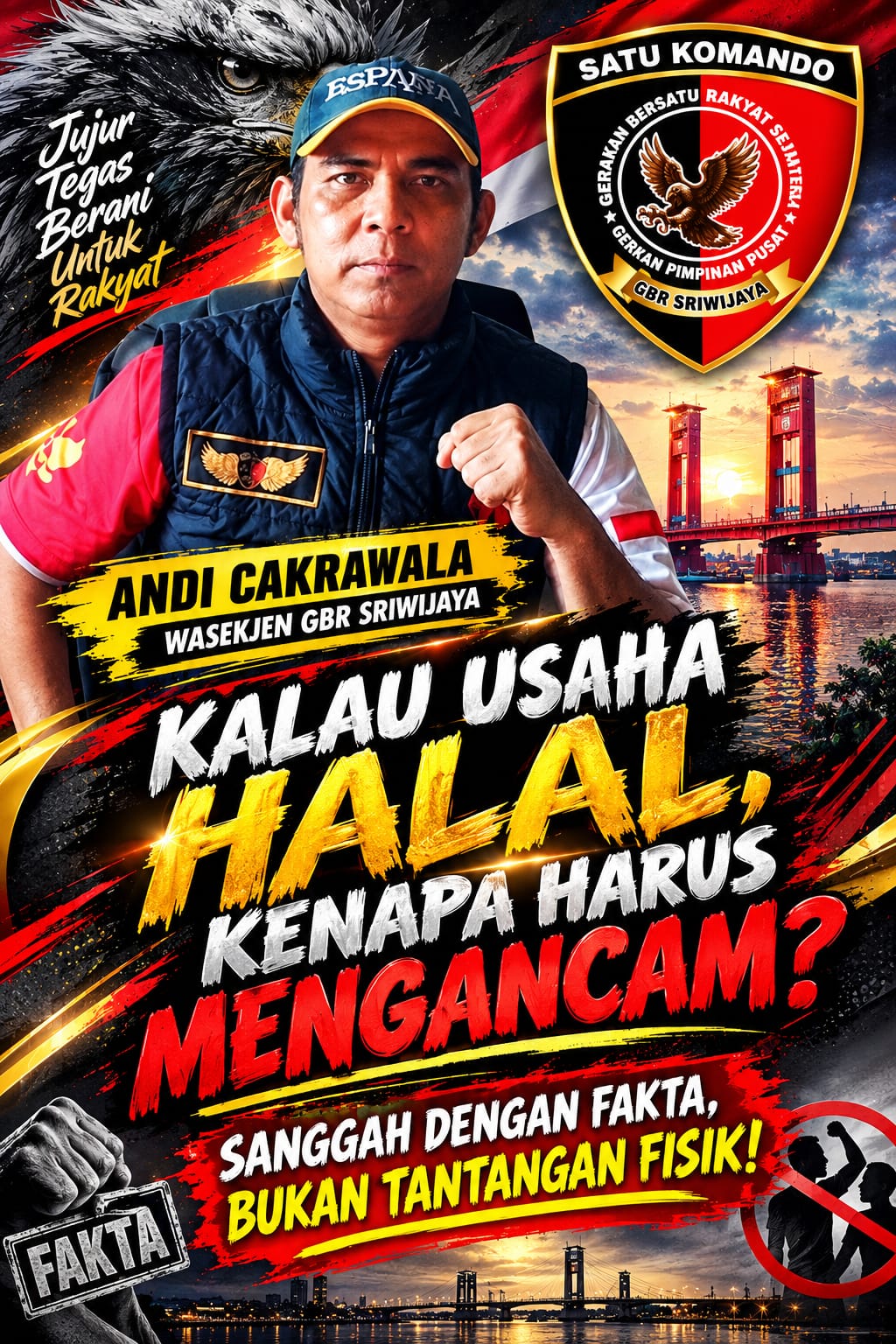 ANDI CAKRAWALA WASEKJEN GBR SRIWIJAYA: KALAU USAHA HALAL, KENAPA HARUS MENGANCAM? SANGGAH DENGAN FAKTA, BUKAN TANTANGAN FISIK!